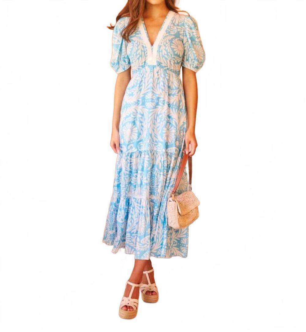 NEW SHERIDAN FRENCH margot midi dress in sky jardin